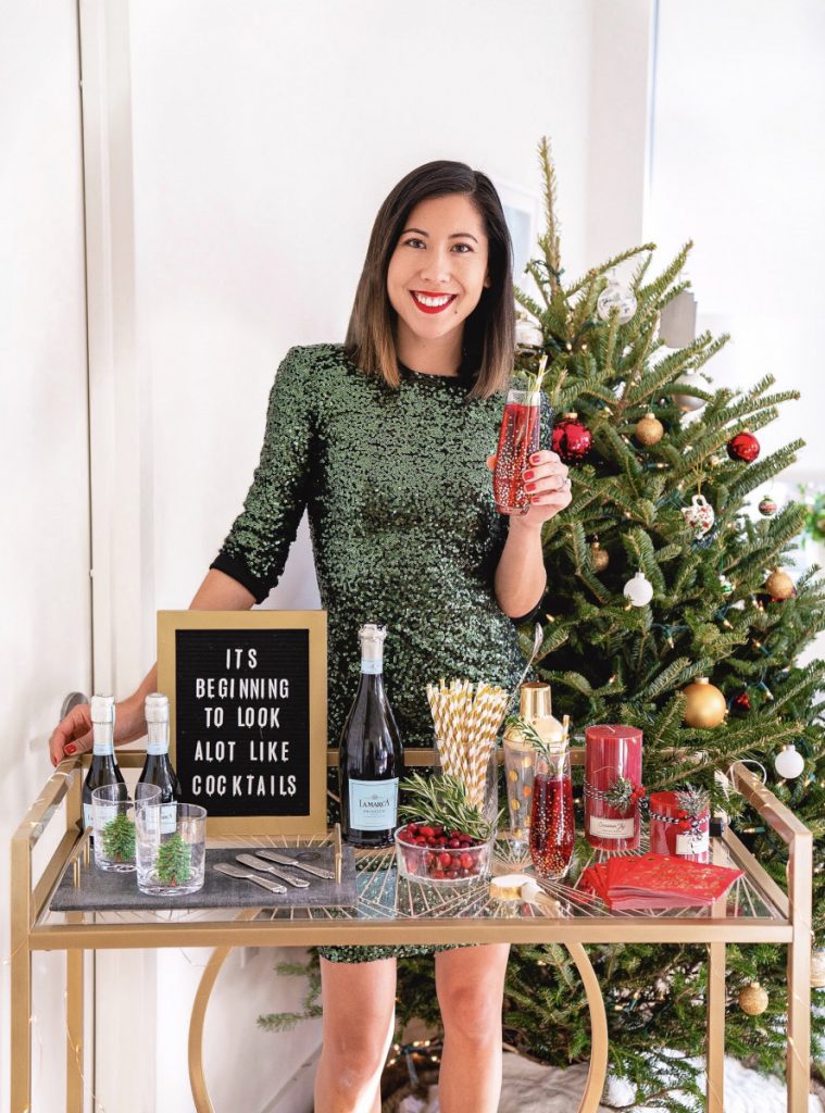 How to Set Up a Festive Holiday Bar Cart - Headstands and Heels