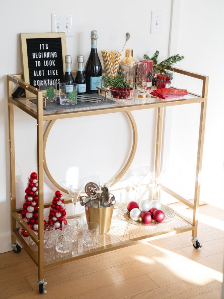 How to Set Up a Festive Holiday Bar Cart - Headstands and Heels