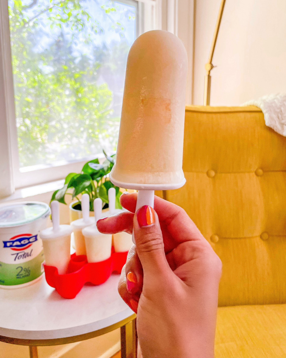 simple pina colada greek yogurt pops
