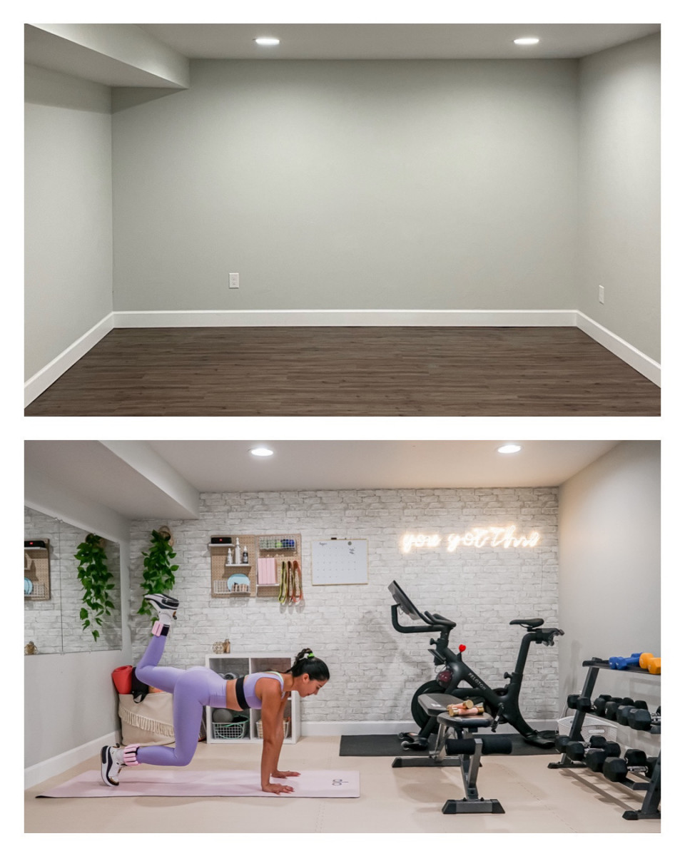 DIY Home Gym Basement Transformation Before/After